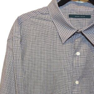 Perry Ellis Checkered Men's Shirt Button Down Long Sleeve Purple Plaid Size XXL